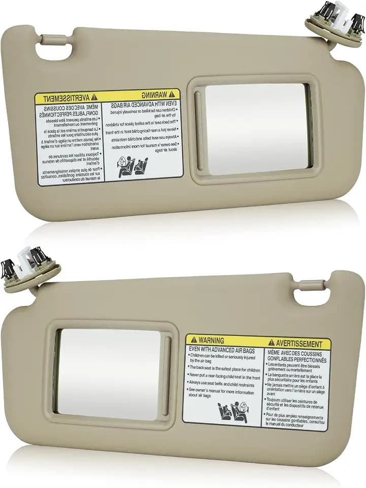 Sonnenblende für Fahrer und Beifahrer, passend für Toyota RAV4 (Dach mit Licht) 2006 2007 2008 2009 2010 2011 2012 2013, ersetzt 74320-42501-B2, 74310-42452-B2, Beige, 2 Stück