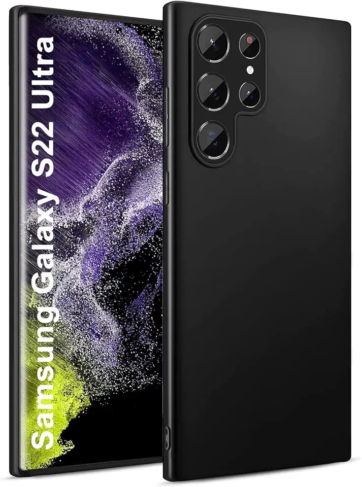 Ylife Hülle Kompatibel mit Samsung Galaxy S22 Ultra, stoßfeste Kratzfest Anti-Fingerabdruck Handyhülle, rutschfest dünne Schutzhülle, Soft Silikon TPU Case, Rundumschutz Cover (Schwarz)