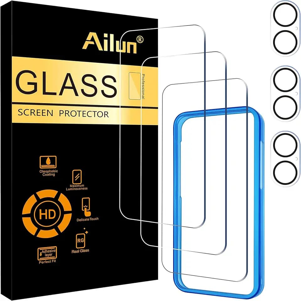 Ailun Screen Protector + Camera Lens Protector for iPhone 16 Plus, 3+3 Pack