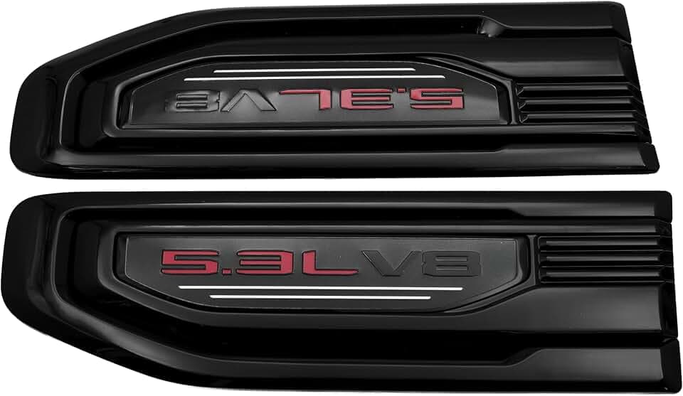Pair Set 5.3L V8 Fender Vent Emblem Badge Nameplate Kit Replacement for 2019-2024 Sierra GM Fender 85160715 86532094 1500 (Red Black)