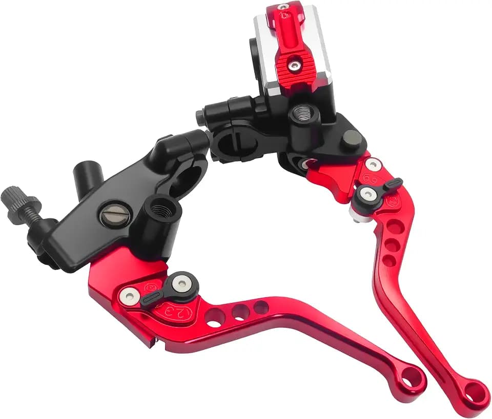 Universal Motorcycle 7/8" 22mm Handlebar Brake Master Cylinder Clutch Lever CNC Left & Right Set Compatible with Honda Kawasaki Suzuki Yamaha（ Piston Diameter 12.7mm (Red)