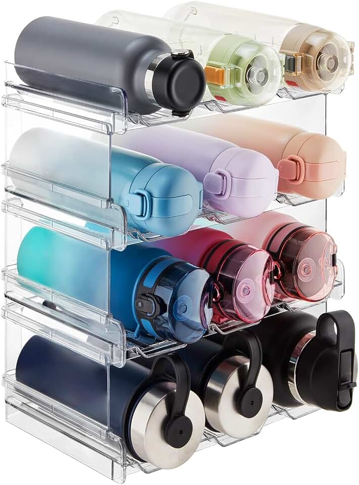 Lifewit Stackable Water Bottle Organizer for Cabinet, Clear Tumbler Holder
