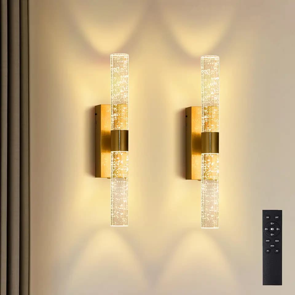 Battery Operated Wall Sconces Set of 2, Rechargeable Wall Lights | 16000mAh Long-Lasting Battery,Dimmable Cordless Sconce,No Wiring Needed for Bedroom,Living Room,Black 16.9-Inch