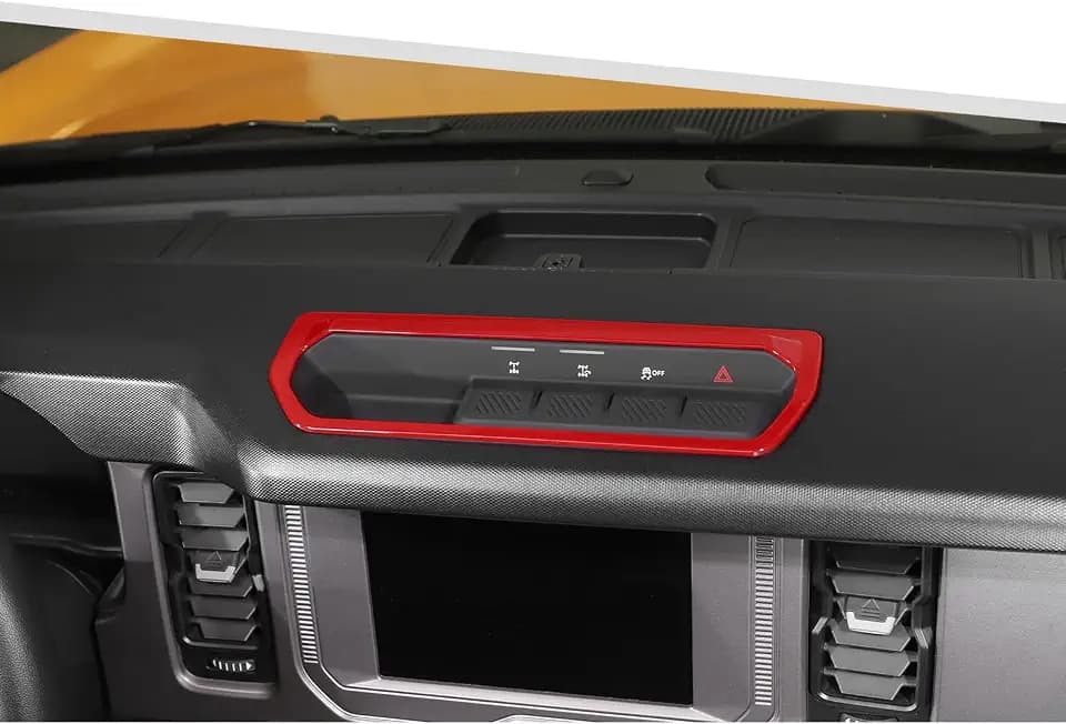 Jimen Compatible with Ford Bronco 2021-2025, Car Dashboard Differential Control Panel Cover Trim (Red)