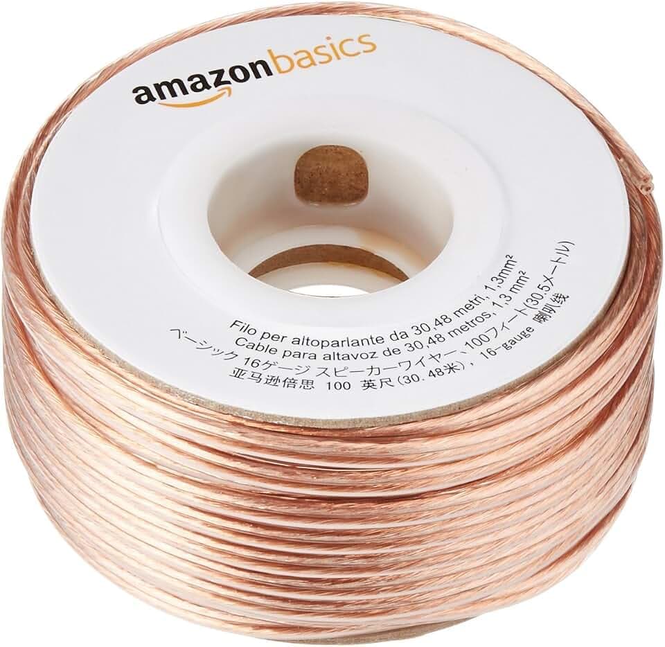Amazon Basics 16-Gauge Speaker Wire Cable, Polarity Marked, 100 ft, Bronze