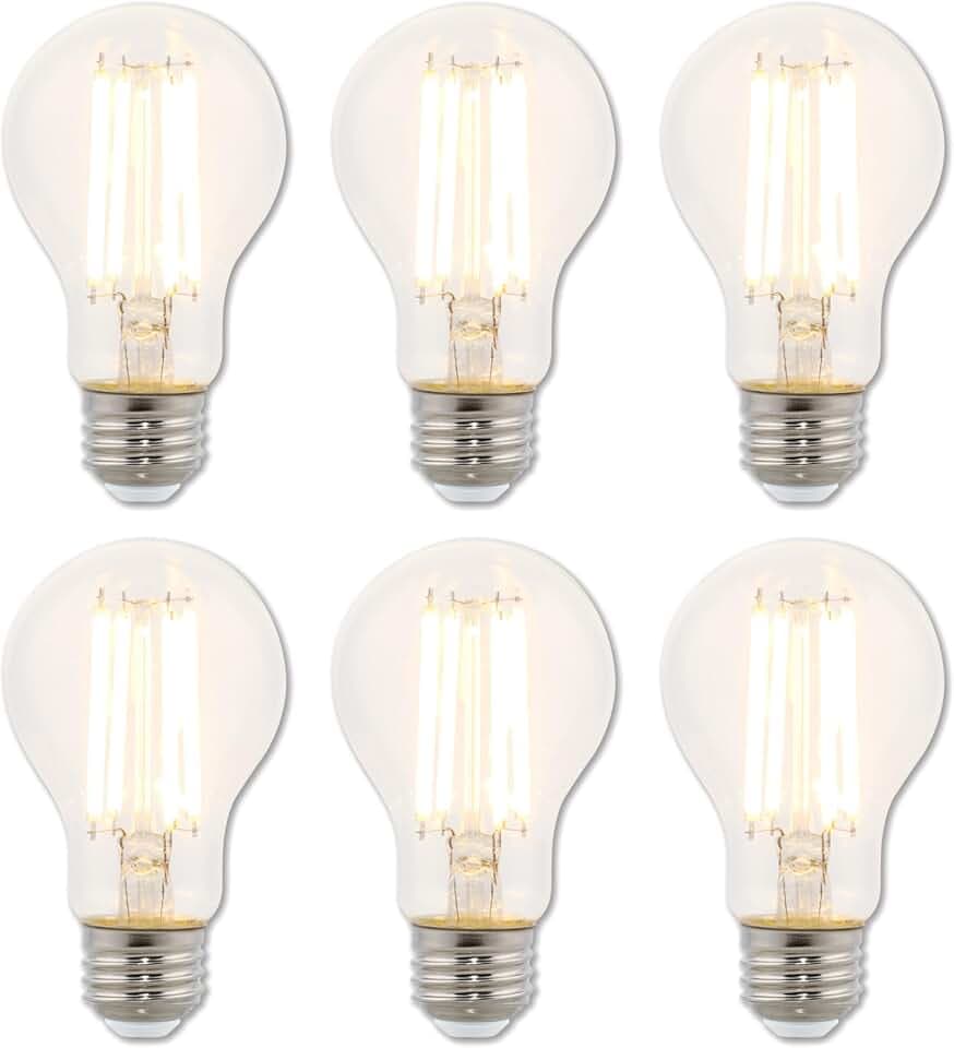 Westinghouse 5260020 10 Watt (100 Watt Equivalent) A19 Dimmable Clear Filament LED Light Bulb, Medium Base, 6 Pack