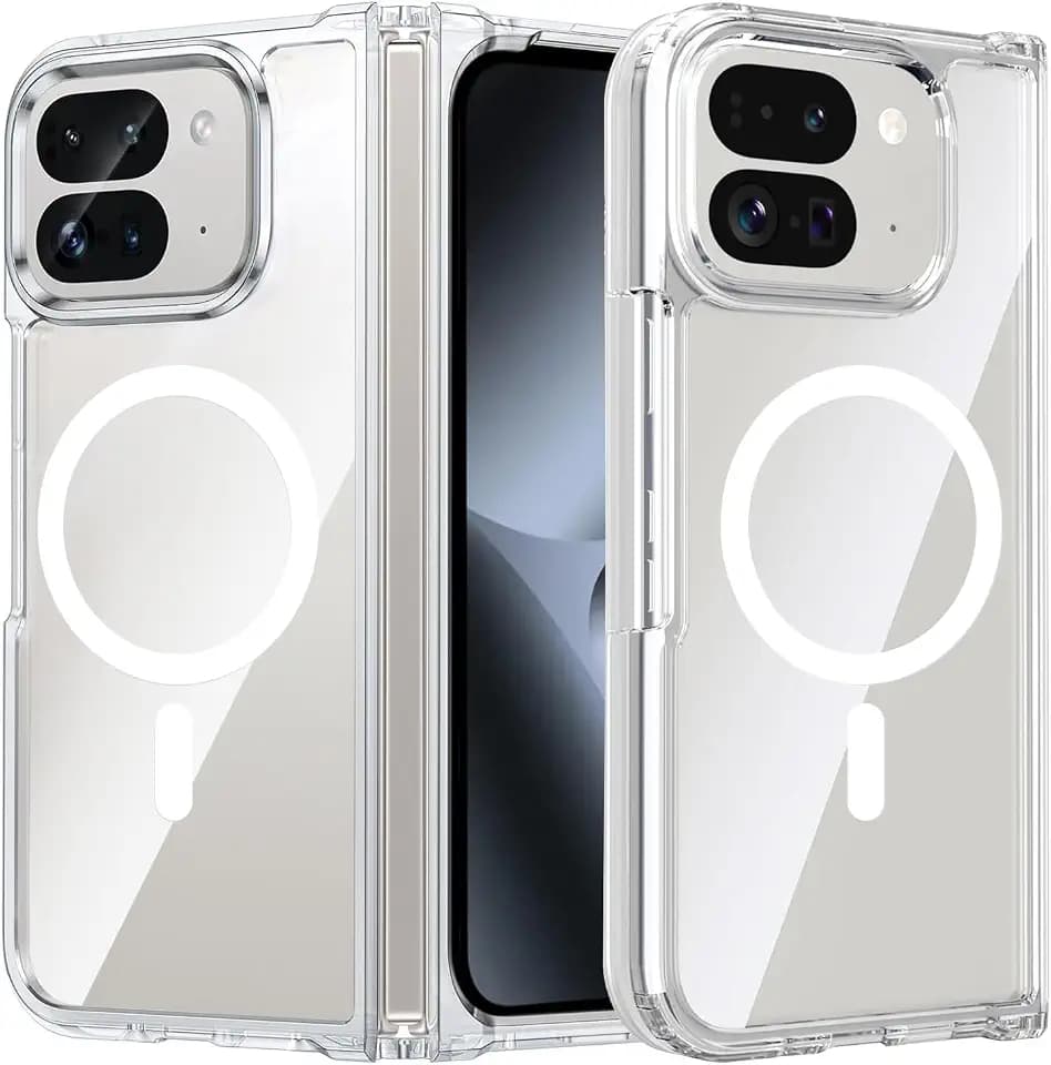 for Google Pixel 10 Pro Fold Magentic Case,Compatible with MagSafe,Shockproof TPU Bumper Hard PC Slim Protective Cover for Google Pixel10 Pro Fold Phone Cases (2025),Clear