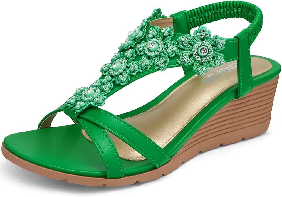 TEMOFON Women's Low Wedge Heels Summer Dressy Platform Sandals