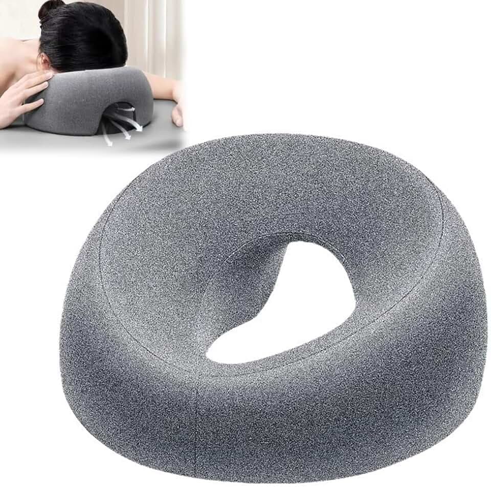 LUFEIS Massagekissen Kopf Loch, Massage Kopfstütze Für Bett, Atmungsaktives U-förmiges Nickerchen Me-mory Foam Kissen, Kopfpolster Massage Gesichtsunterstützung Für Salons, Schreibtische