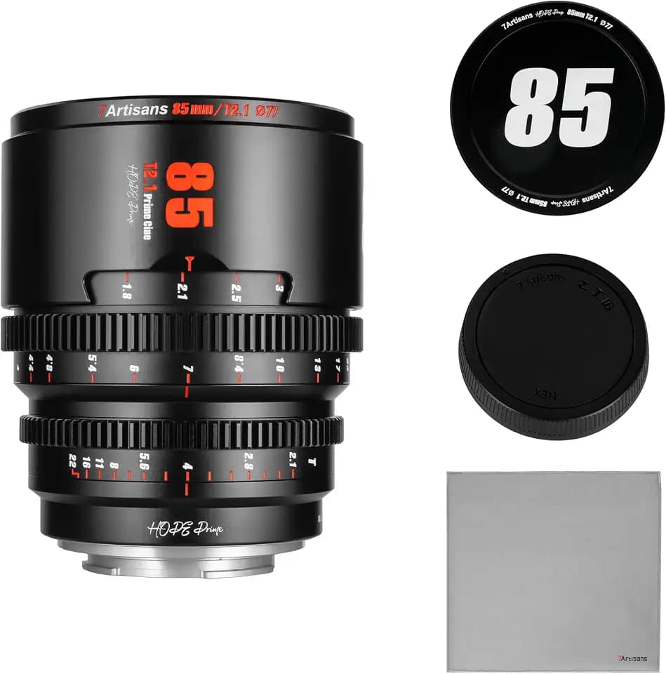 7artisans 85mm T2.1 Hope Series Professional Cine Lens S35 Frame Mirrorless Cameras Lens Compatible for Macro 4/3 Mount,MFT Mount/LUMIX GH5LL/LUMIX GH5S/Z CAM/LUMIX GH6/BMPCC4K/DC-BGH1(Black)