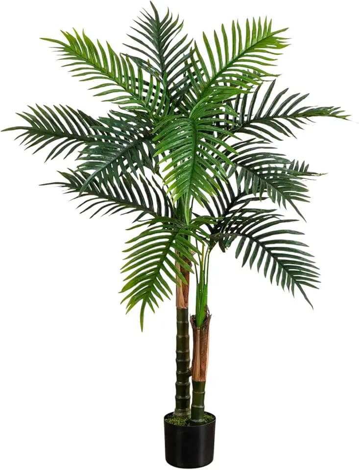 Nearly Natural 4ft UV Resistant Artificial Double Robellini Palm Tree - Indoor/Outdoor