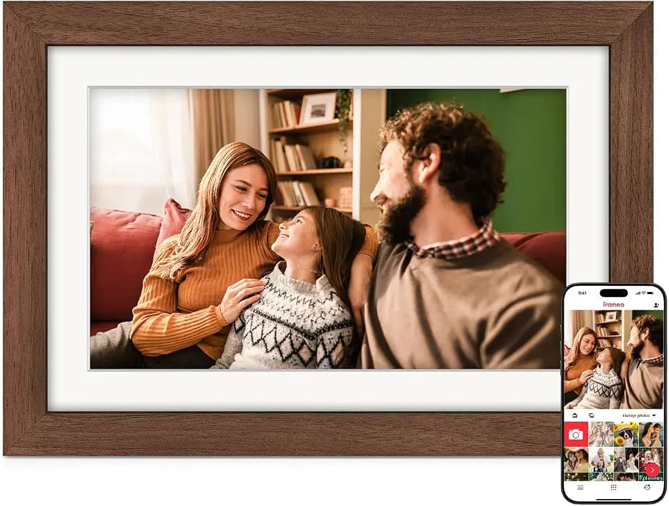 Frameo Digitaler Bilderrahmen WLAN 10.1" Walnussholz 1280x800 HD IPS 32G