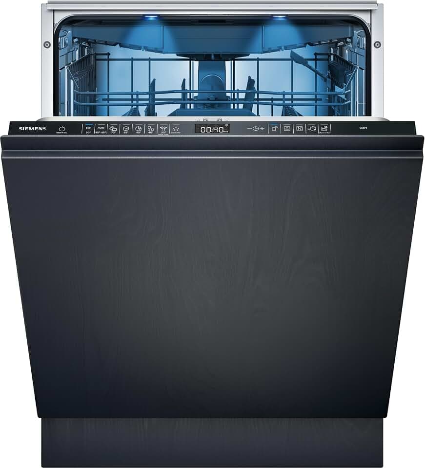 Siemens SN65EX07CE, iQ500 Smarter Geschirrspüler Vollintegriert, 60 cm breit, Besteckschublade, Made in Germany, Innenbeleuchtung, automatische Türöffnung, extra leise, aquaStop, varioSpeed