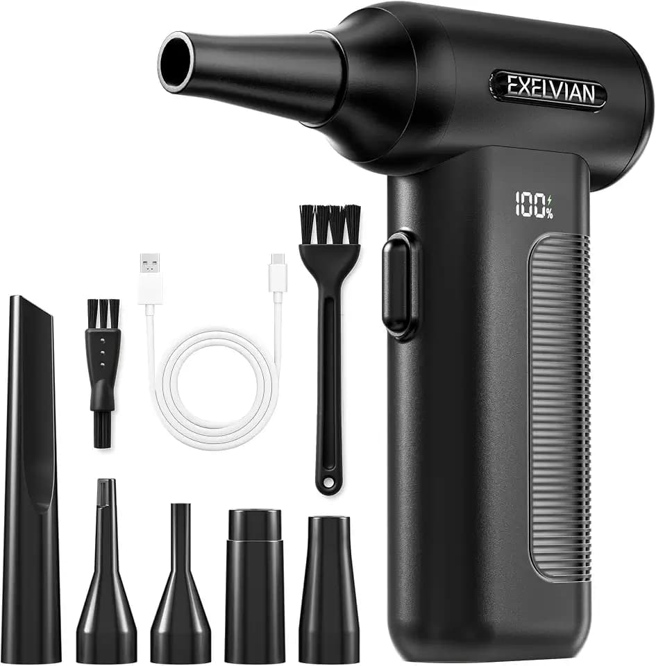 Compressed Air Duster Electric : 150000RPM 10000mAh LED 6-Gear Adjustable Keyboard Cleaner, Wireless Rechargeable Duster for Computer Keyboard Cleaning