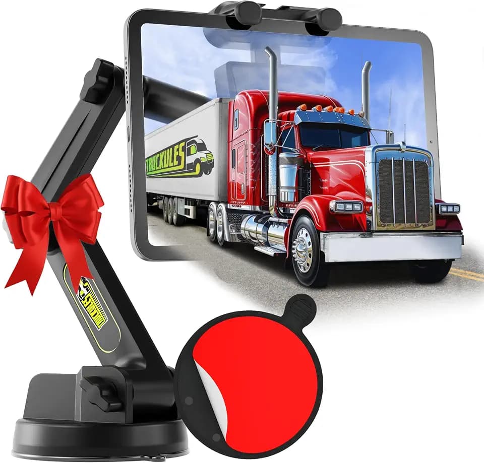Truckules Truck Tablet Mount + Dash Pad, 16.7" Long iPad Holder, Big Rig