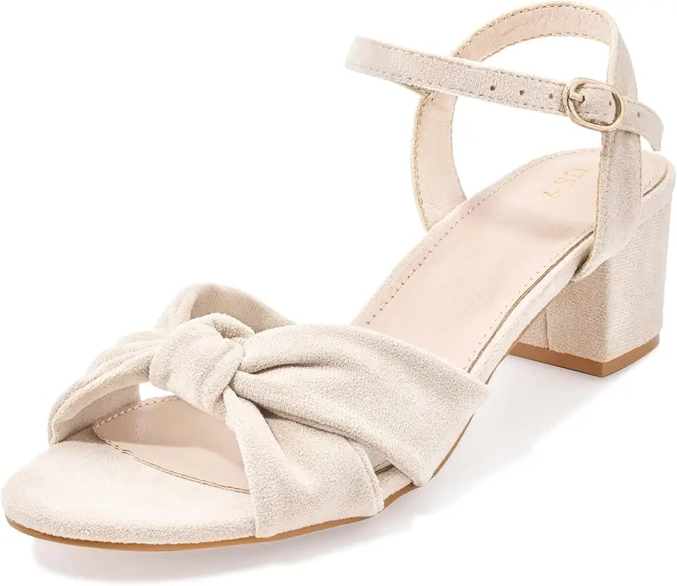 Allegra K Women's Bow Knot Chunky Heel Slingback Strap Sandals