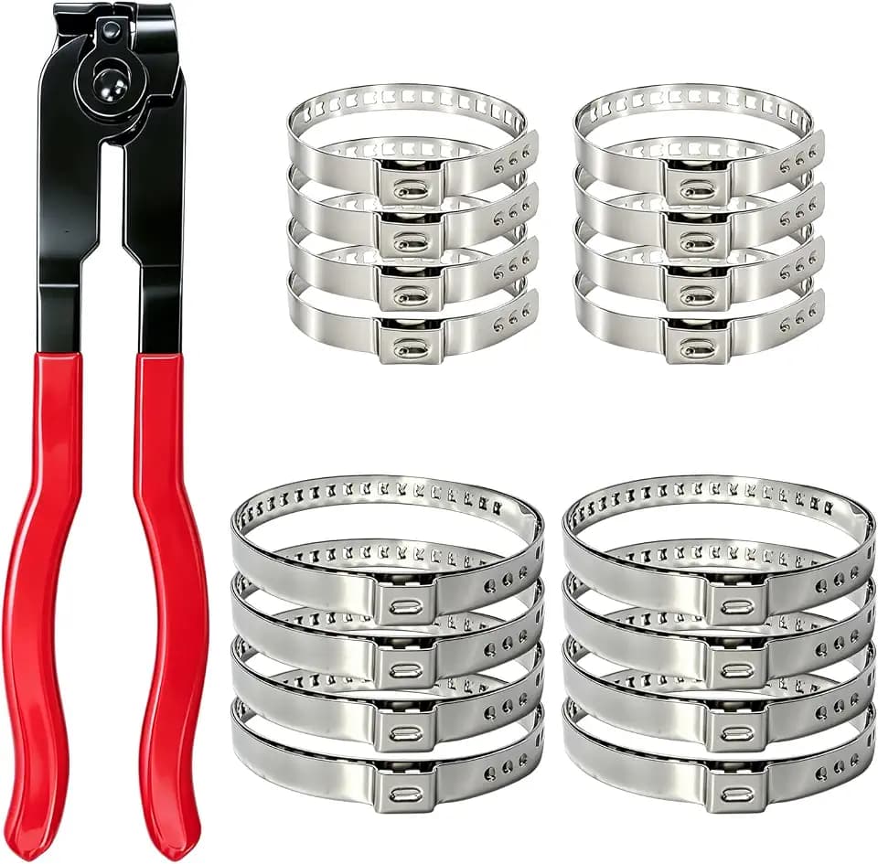 16 Stück Schlauchschellen Set mit Zange mit Schlauchschellenzange,20-120mm