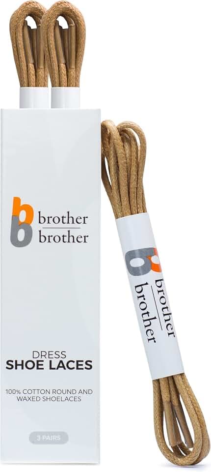 Dress Shoe Laces (3 Pairs) Round Waxed 100% Cotton Oxford Shoelaces