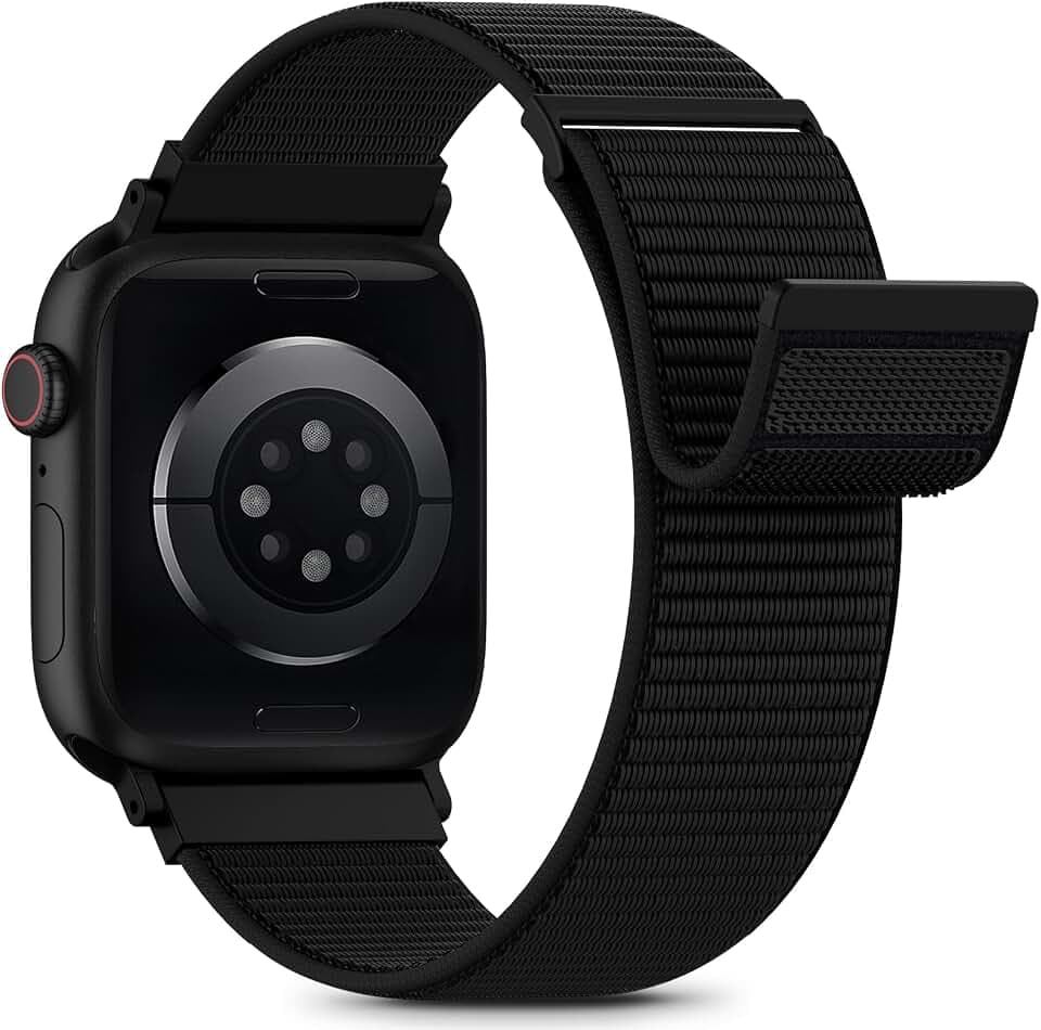 Nylon Loop Sport Band Compatible with Apple Watch Bands 44mm 45mm 46mm 49mm 42mm for Women Men, iWatch Wrist Straps for Ultra 4 3 2, Se, Series 12 11 10 9 8 7, Breathable, Soft Band Ideal for Outdoor
