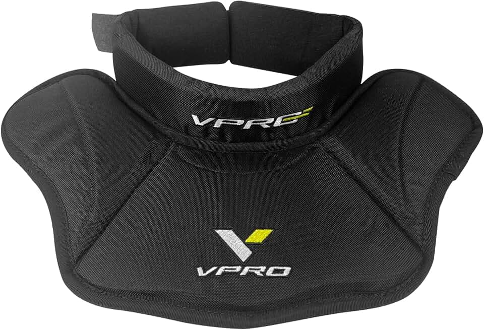VPRO Hockey Goalie Neck Guard - Ice Hockey Throat Protector Guard - Lightweight and Adjustable Collar for Adult & Youth Players