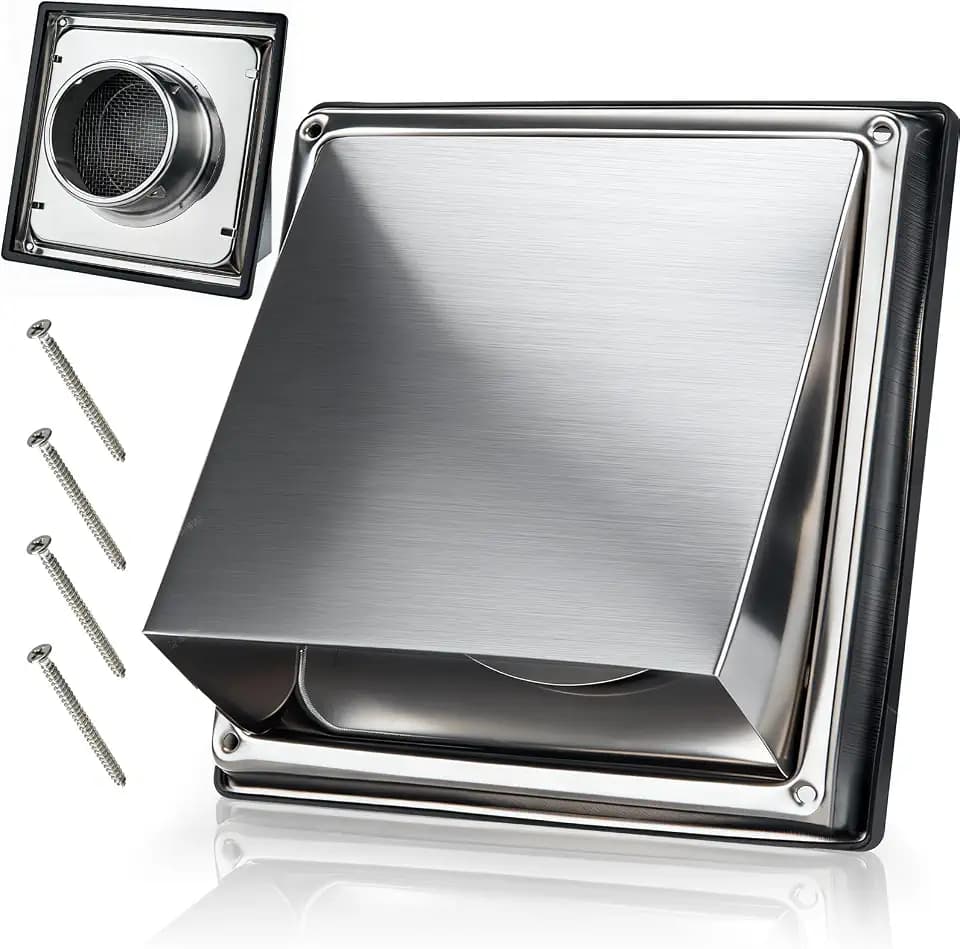 4 Inch Dryer Vent Cover Outside, Stainless Steel Exterior Wall, Silver