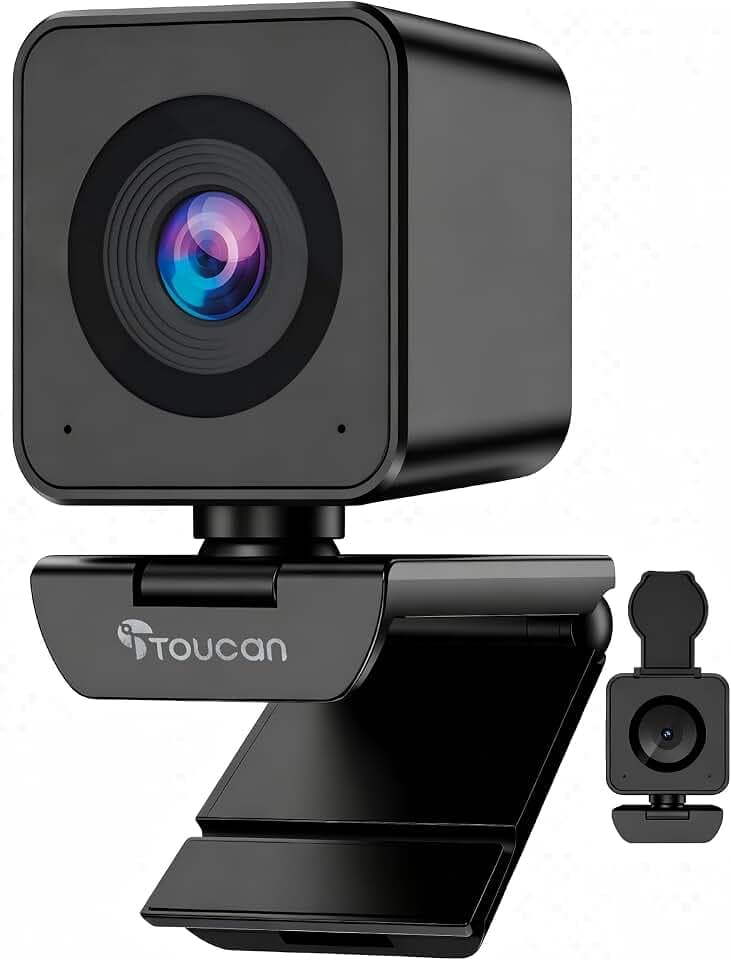 TOUCAN 1080P Webcam for pc, Webcam with Microphone for Laptop, Plug and Play USB Web Cam, 90°View Computer Camera, External Camera for Streaming, Skype, Zoom, FaceTime, Hangouts, MacBook/Tablet