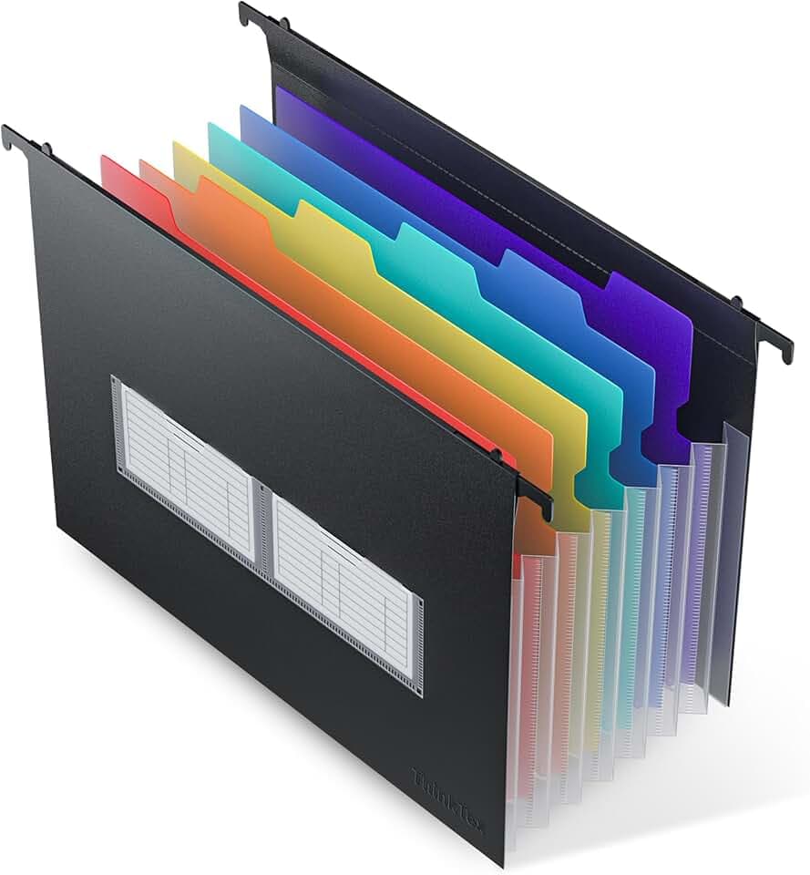 ThinkTex Expanding Hanging File Folders, 7 Accordion Pockets