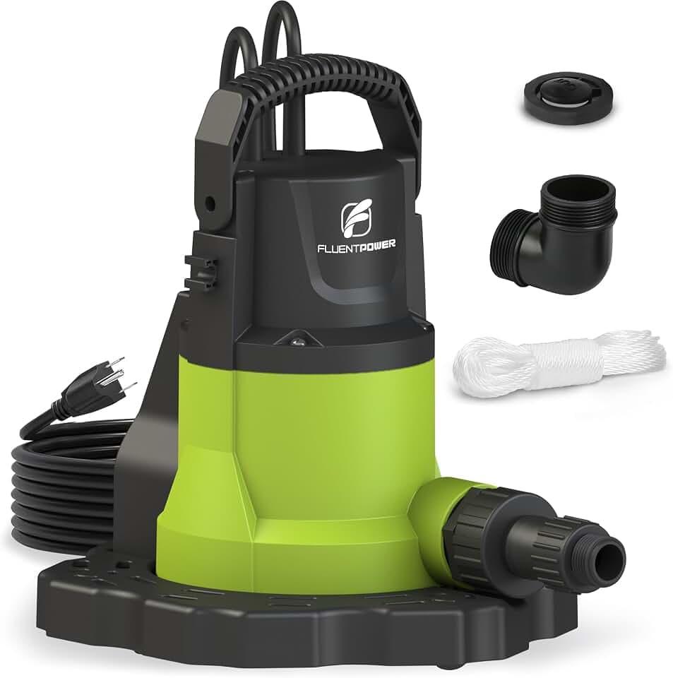 FLUENTPOWER Automatic Pool Cover Pump, 3/4HP 3400GPH, 26.2-ft Cord
