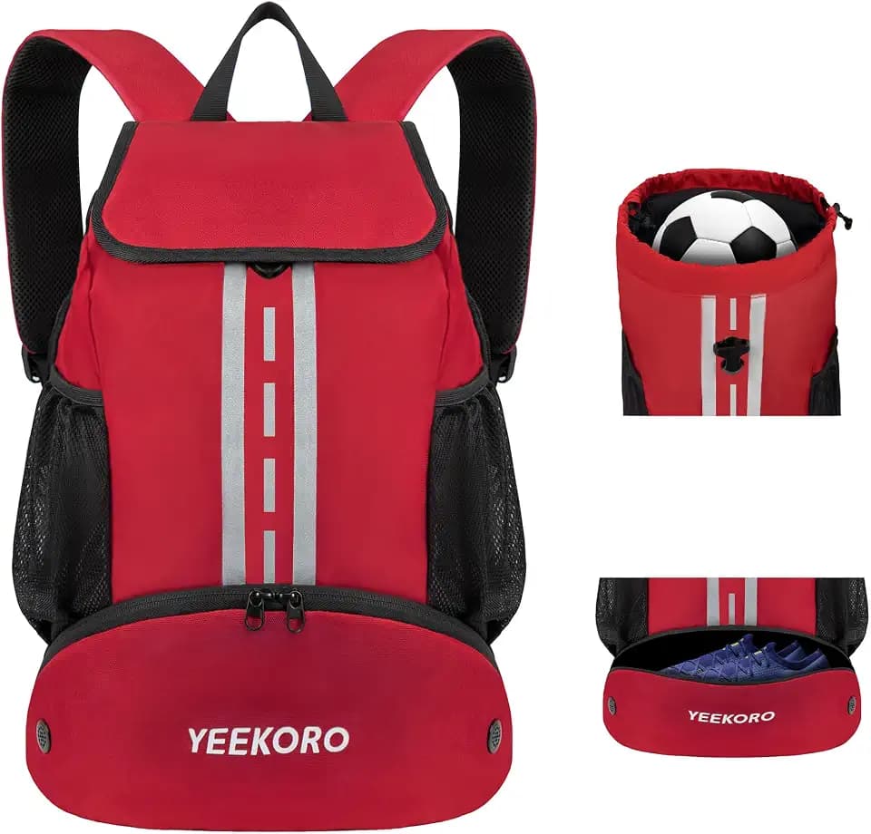 Soccer Backpack Multifunctional Sport Gym Bags with Dry-wet Separate & Shoe Compartment for Basketball Volleyball
