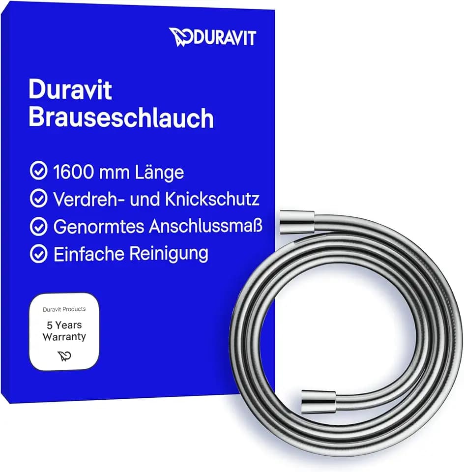 Duravit Universal Brauseschlauch flexibler Duschschlauch 1,60 m mit Verdrehschutz knickfest Chrom