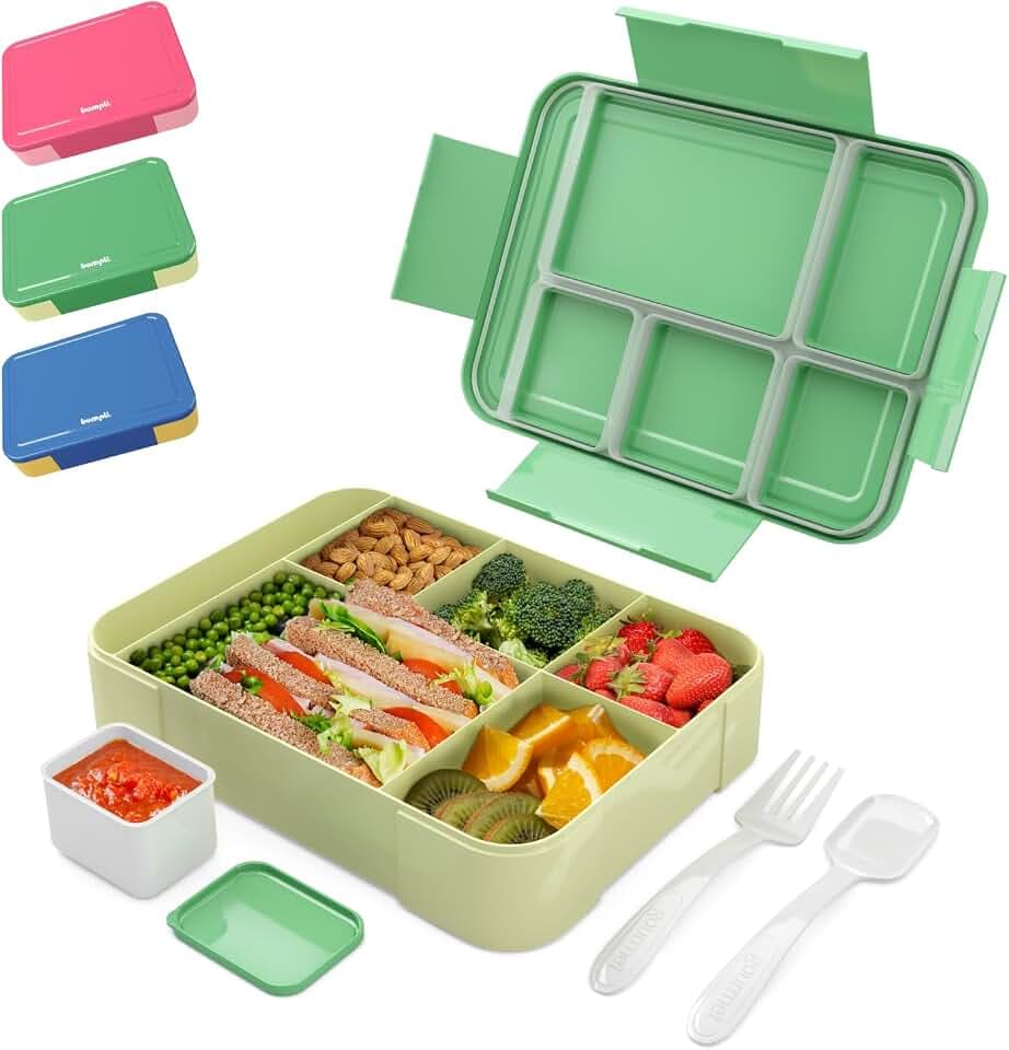 bumpli Lunchbox Gourmet – Brotdose Kinder mit Fächern, Ideal für Schule, Ausflüge – Robuste Brotbox, Lunchbox Schule, Kinder Brotdose mit Stil, Brotdose Schule
