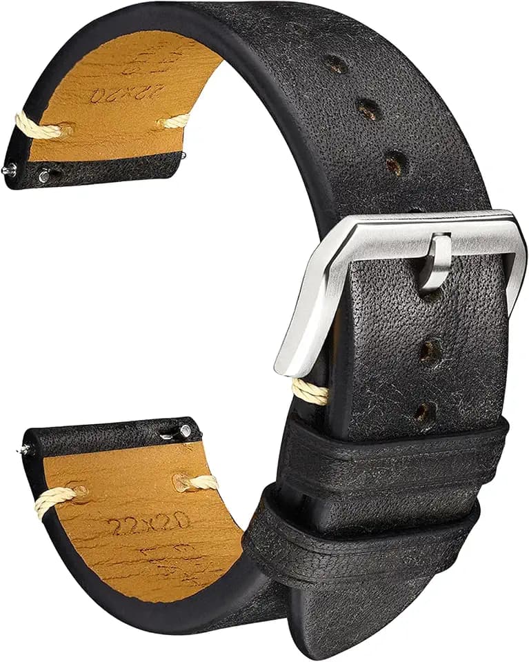 Vintage Leather Watch Band, Italian Calfskin Watch Strap - Tang Buckle