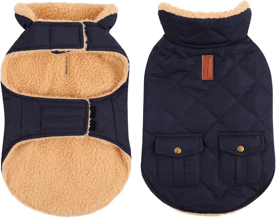 Queenmore Warm Puffer Dog Jacke Thick Plush Quilting Medium Winter Coat