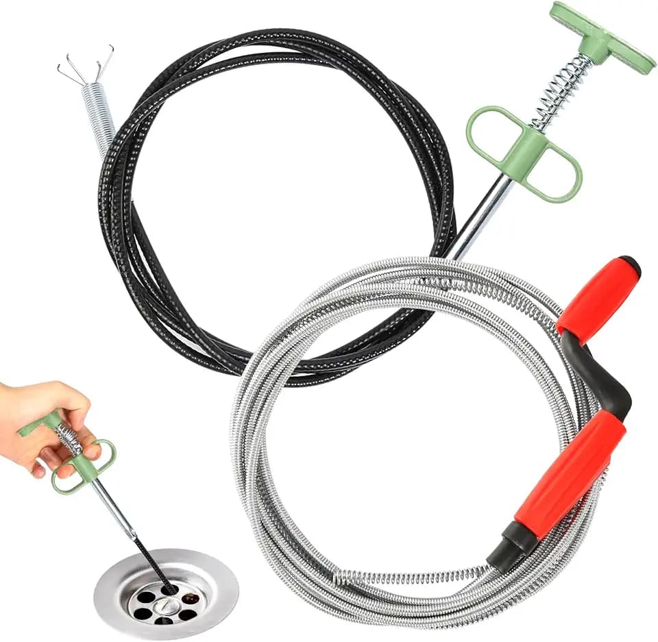 Rohrreinigungsspirale Abflussreiniger 5m x 6mm Spirale Abfluss Rohrreinigung mit 2m Abflussrohr Fremdkörperklemme Universal Spirale Abflussspirale Rohrreiniger Spirale für Hartnäckige Verstopfungen