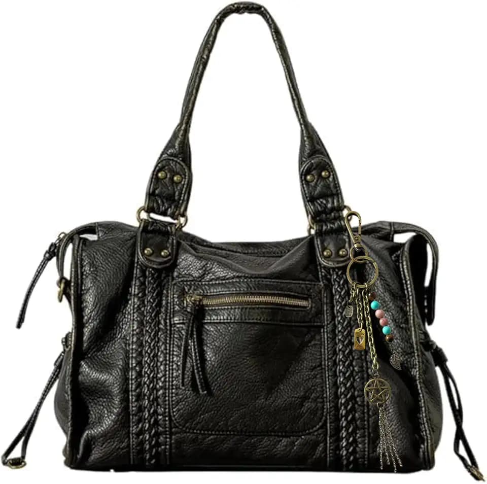 Worldlyda Crossbody Bags for Women Large Tote Soft Leather Purses Washed Y2K Hobo Vintage Handbag Shoulder City Bag