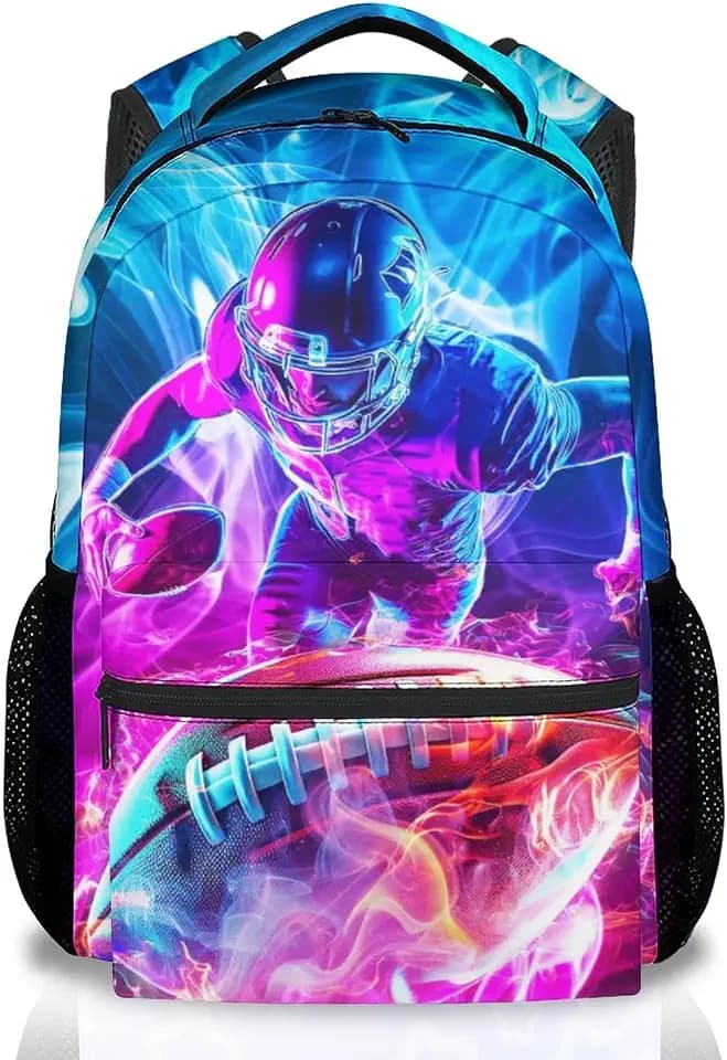 Football Backpack for Boys, Kids SchoolBag for Child Team Players - Lightweight Polyester Bookbag for Sports and Daily Use (17 Inch)