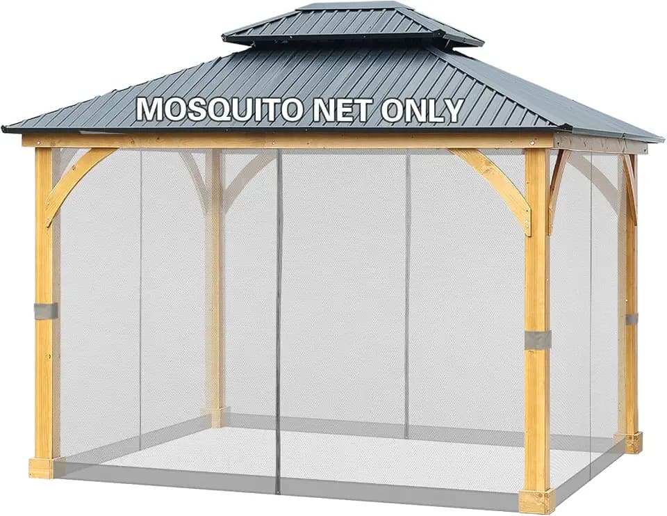 BPS 10' x 10' Gazebo Universal Netting Screen Replacement, Gray