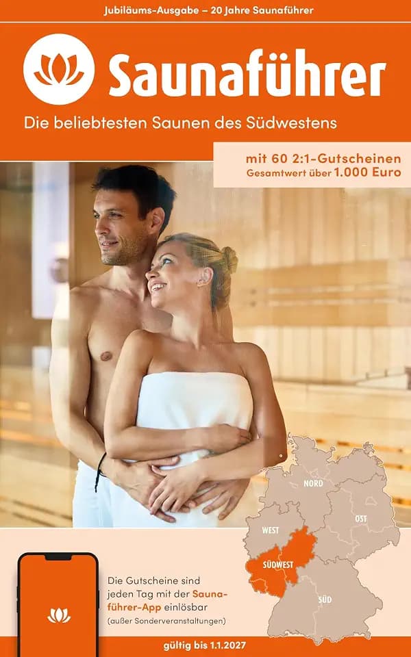 Südwesten Saunaführer - Die 60 beliebtesten Saunen für den Südwesten: mit mehr als 60 2:1-Gutscheinen für Hessen, Rheinland-Pfalz und das Saarland ... Die regionalen Saunaführer mit Gutscheinen)