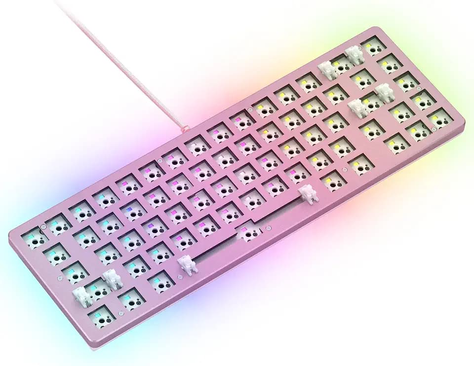 GLORIOUS Gaming GMMK 2 Compact 65% Barebones (Frame Only) - Mechanical Gaming Keyboard Frame, Compact TKL Size (65%), Aluminium, Customisable, Per Key RGB, American QWERTY Layout - Pink
