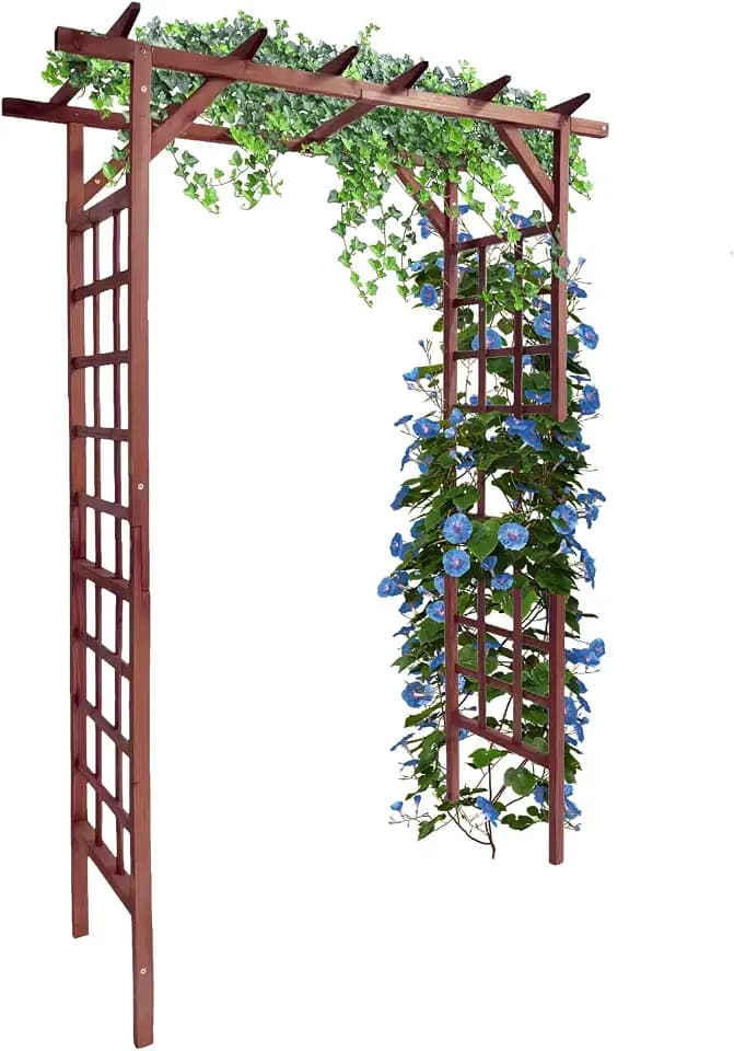 Garvee 85 in Wooden Garden Arbor,Solid Fir Wood Trellis for Plant Climbing,Wedding Ceremony Decoration Pergola for Garden Backyard,Lawn,Teak