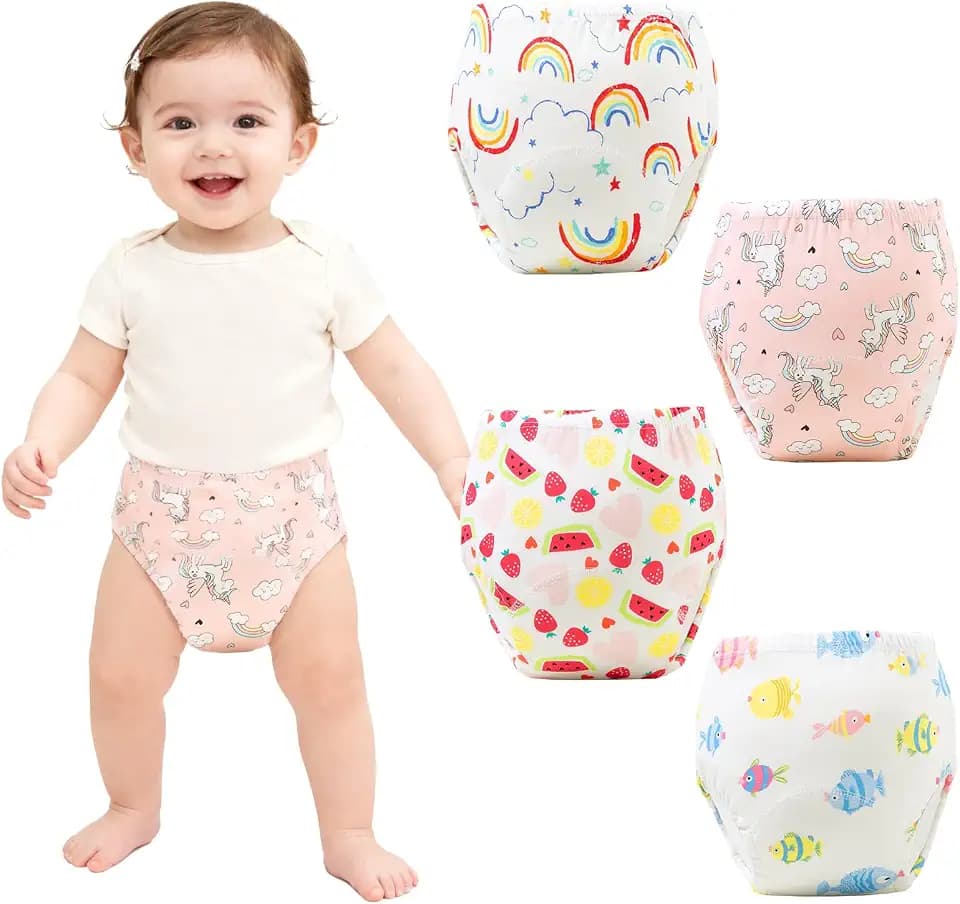 Potty Training Underwear-Girls and Boys Toilet Diapers Upairy,Soft Absorbent & Leak 100% Cotton Washable Reuse
