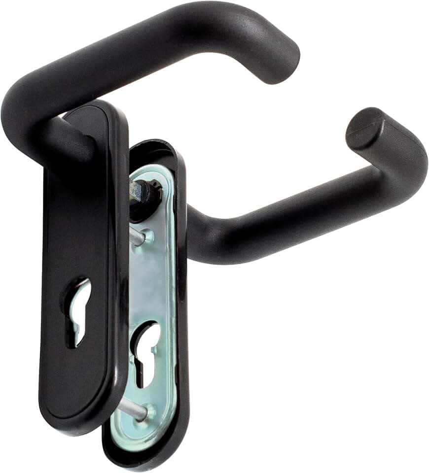 Micel - 00234 - Türgriff mit 72 mm Schlüsselloch mit Stahlplatte und Nylon in schwarzer Ausführung, 168 x 44 mm