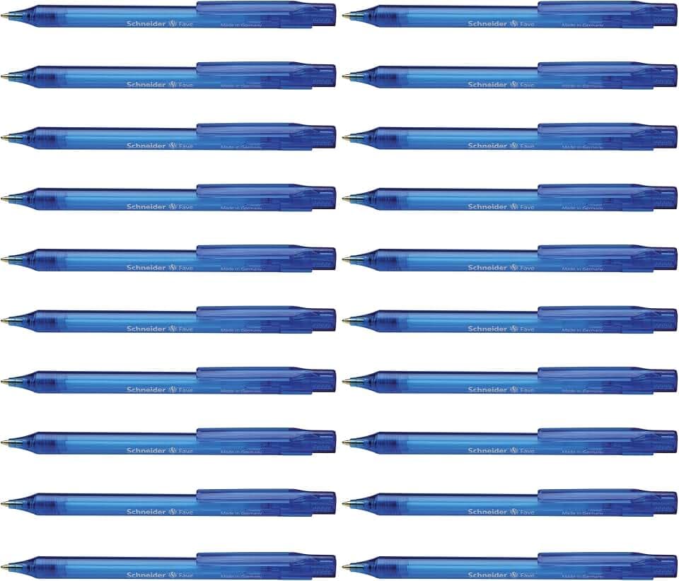Schneider Fave Kugelschreiber (Druckmechanik, M) 50er Packung blau transparent