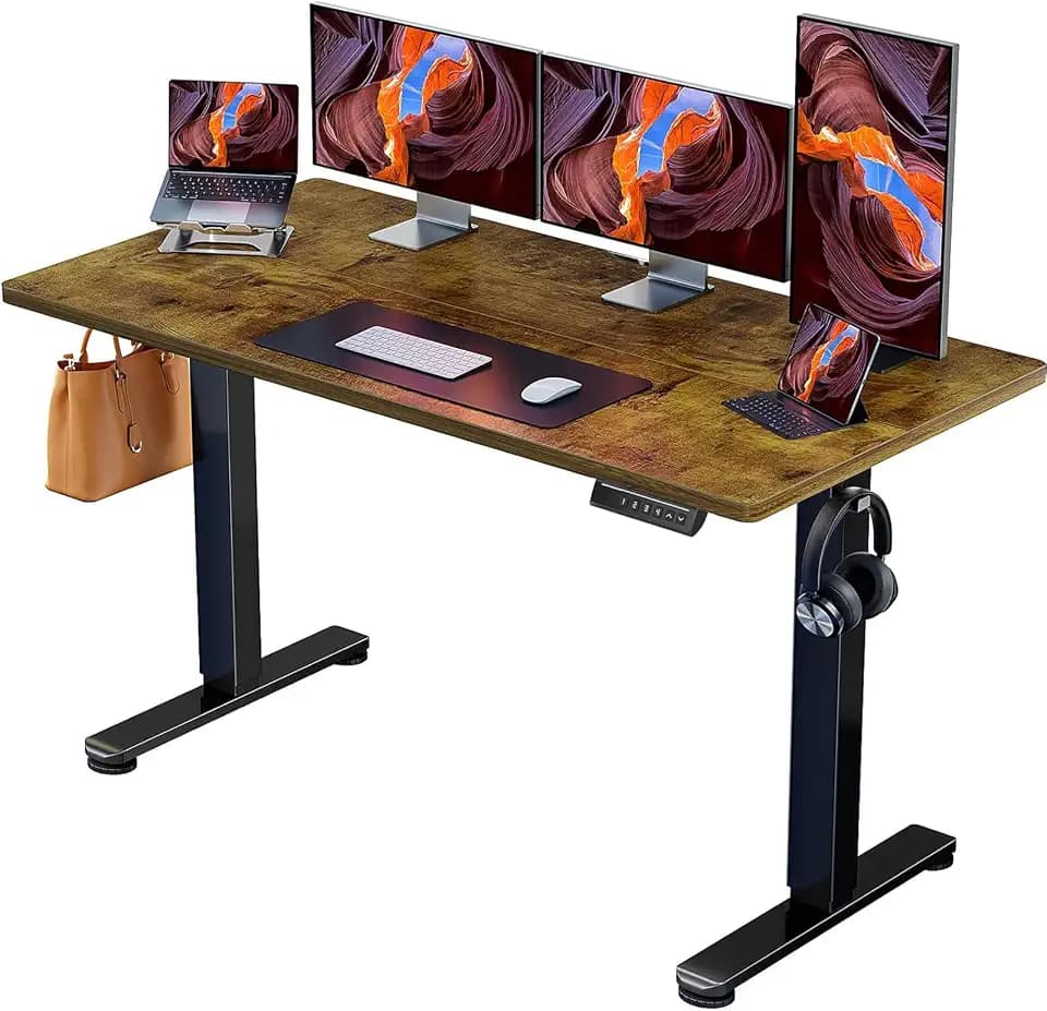 ErGear Höhenverstellbarer Schreibtisch 140x70cm 4-Speicher Geteilte Platte