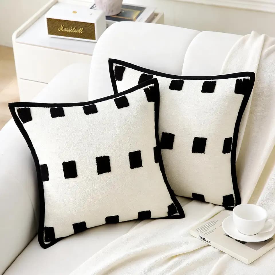 Tufted Throw Pillows with Inserts, Set of 2, 18 x 18 inch
