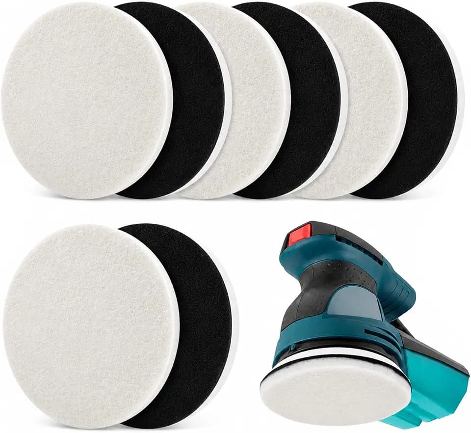 8 Stück Polierpad 125mm Klett für Exzenterschleifer Filz Weich