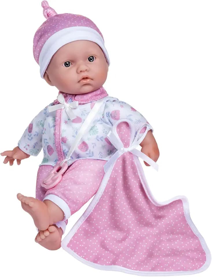 La Baby Caucasian 11-inch Small Soft Body Baby Doll | JC Toys - La Baby | Washable |Removable White & Pink Floral Outfit w/Hat, Pacifier & Blanket | for Children 12 Months +