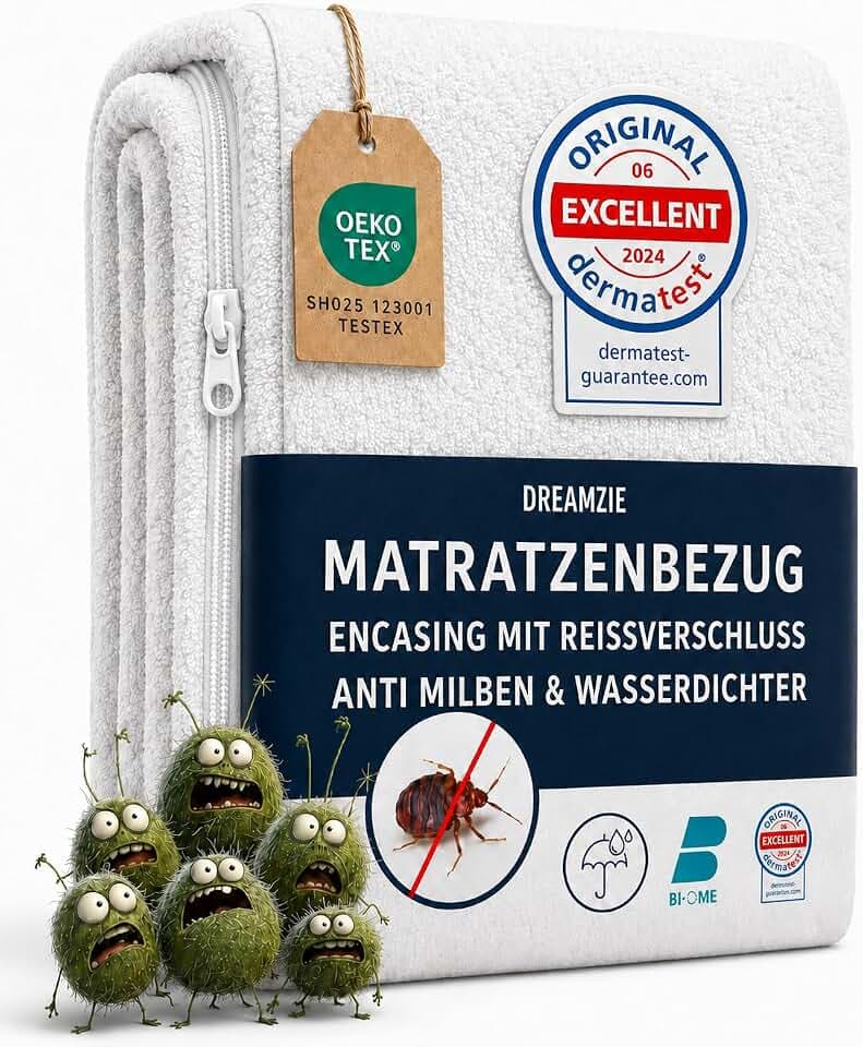 Dreamzie - Matratzenbezug 90x200x25cm - Encasing Milbenbezug - Wasserdicht