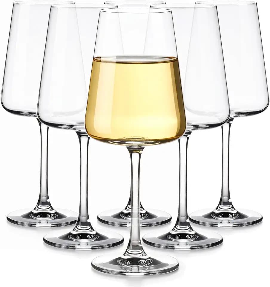 Glasmark KROSNO 1992 Weißweingläser modern 390 ml, 6er Set, Weingläser Set Weißweinkelche Gläser Set Kristallglas