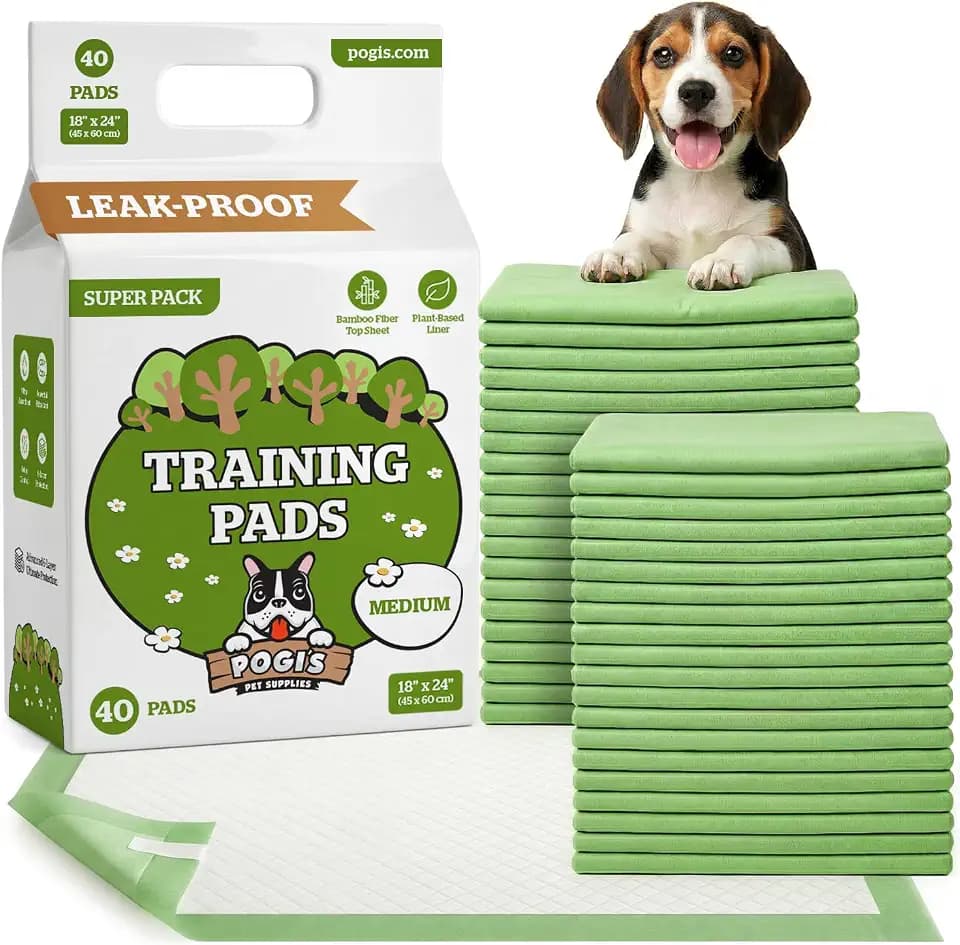 Pogi's Puppy Pee Pads with Adhesive Tabs, Medium 18 x 24 in, 40 Pads